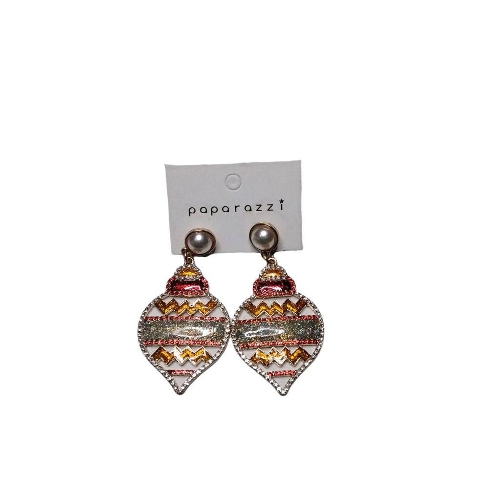 Paparazzi Christmas Ornament Glitter Enamel Earrings